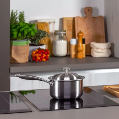S2 6-teiliges Set –-Stielkasserolle Ø 16 cm , Kochtopf Ø 20 und Topf Ø 24 cm - Oberfläche aus Reintitan – Bild 6