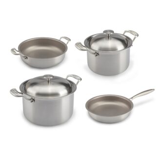 S4 8-teiliges Set – Kochtopf Ø 20, Topf Ø 24, Pfanne Ø 26, Kasserolle Ø 30 - Oberfläche aus Reintitan