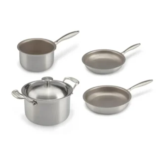 S5 8-teiliges Set – Pfanne ∅ 24 cm, Pfanne ∅ 26 cm, Kasserolle ∅ 16 cm und Kochtopf ∅ 20 cm- Oberfläche aus Reintitan