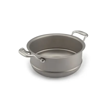 C2 – teiliges Set – 3 -ply Topf Ø 24 cm - Oberfläche aus Reintitan – und Reintitan Dämpfeinsatz Ø 24 cm – Bild 4