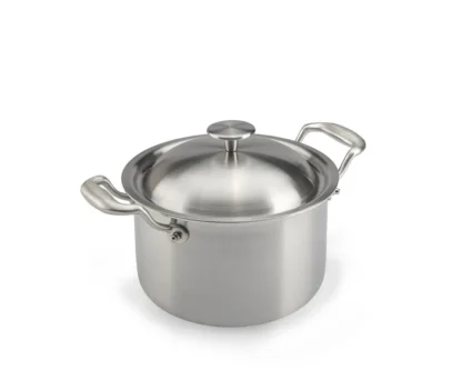 S2 6-teiliges Set –-Stielkasserolle Ø 16 cm , Kochtopf Ø 20 und Topf Ø 24 cm - Oberfläche aus Reintitan – Bild 3