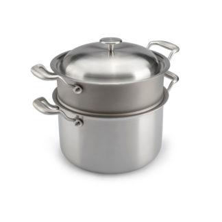 C2 – teiliges Set – 3 -ply Topf Ø 24 cm - Oberfläche aus Reintitan – und Reintitan Dämpfeinsatz Ø 24 cm